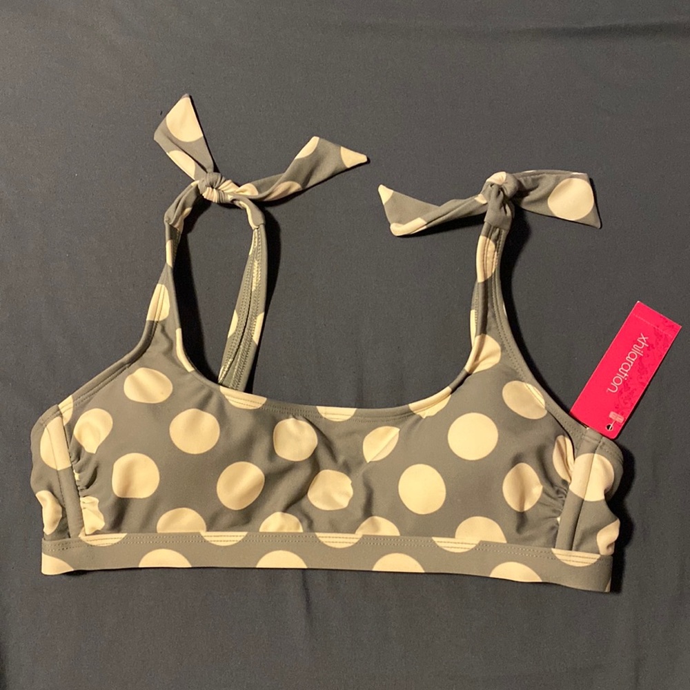 Green doted swim suit top